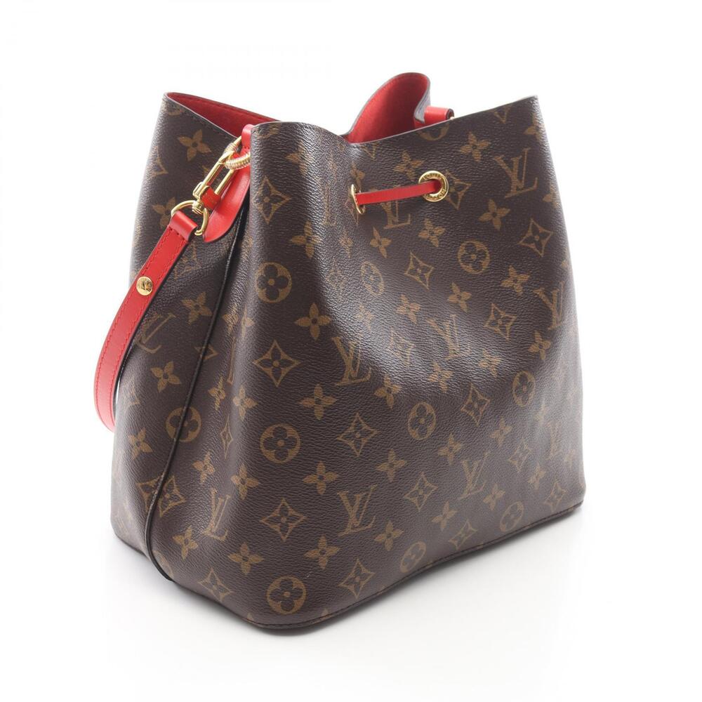 Louis Vuitton NeoNoe Shoulder Bag Canvas Leather Monogram Brown Red